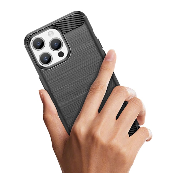 Flexibelt kolfibermönstrat skal för iPhone 15 Pro - Blått