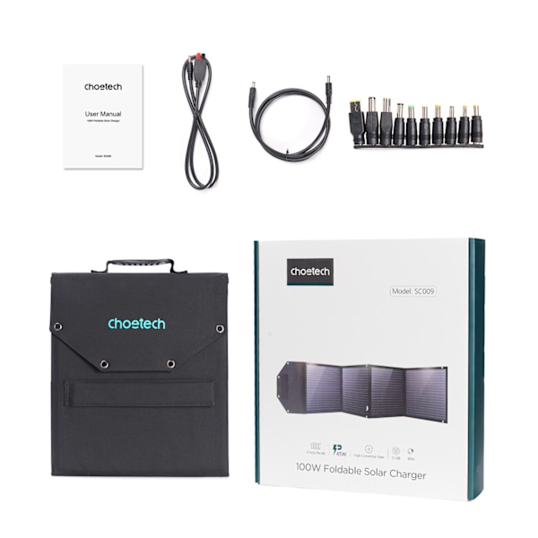 Choetech SC009-V2 Viksbar Solcellsladdare 100W USB-C / 2x USB-A
