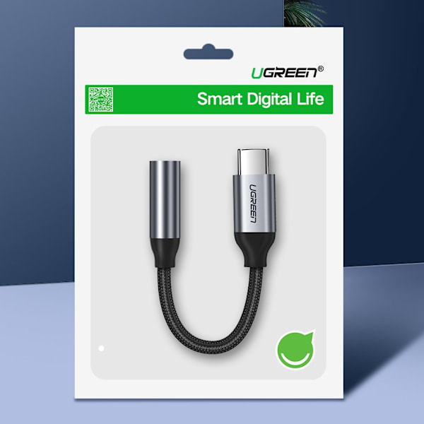 Ugreen Adapter för Hörlurar 3/5 mm till USB Typ C 10 cm Grå (306