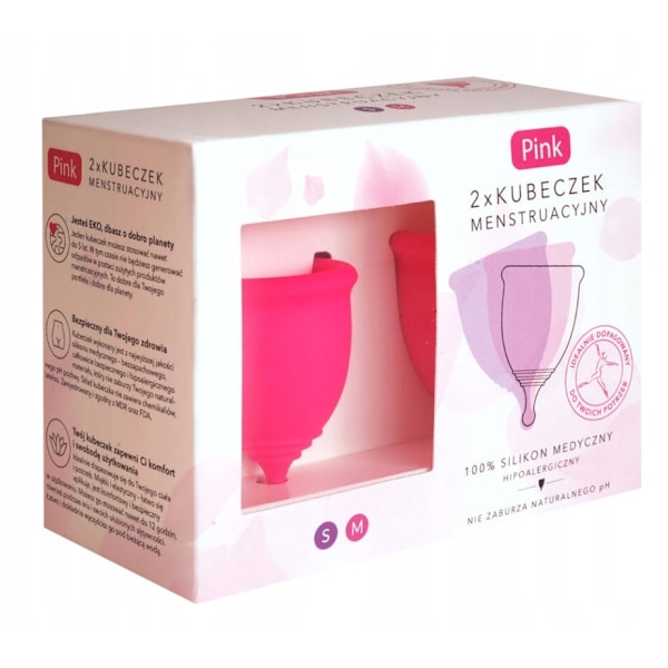 Rosa Menstruationskopp S/ M - 2-pack