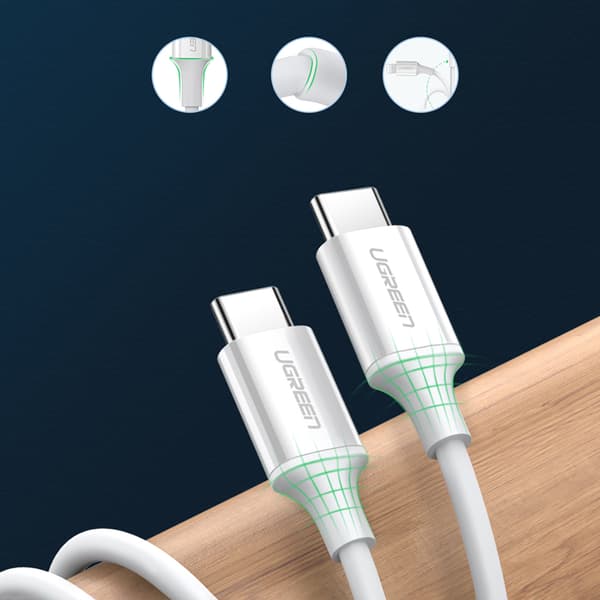Ugreen USB-C till USB-C Kabel (PD QC AFC) 0.5m - Vit
