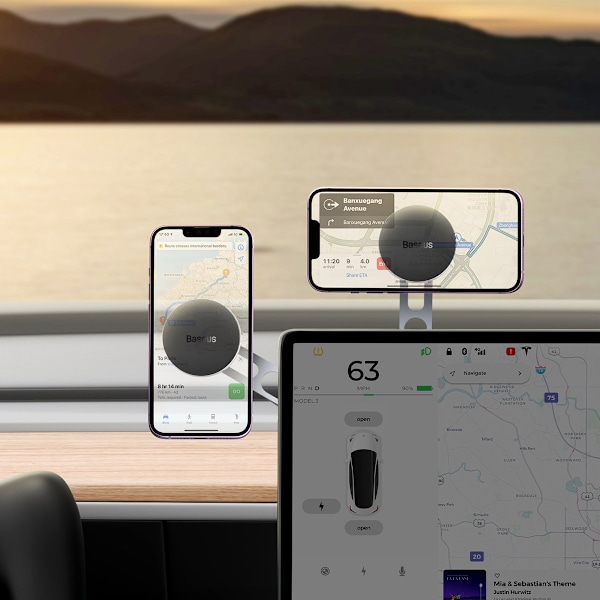 Baseus T-Space Biltelefonhållare - Magnetisk Silvermodell för In