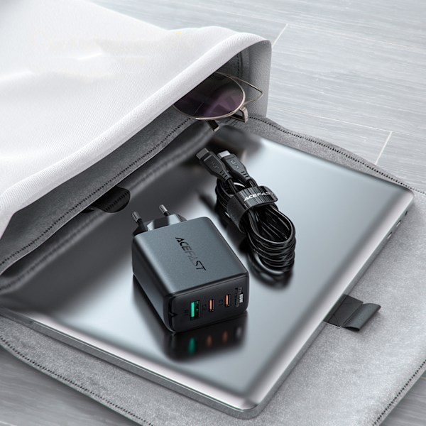 Acefast 2-i-1 nätladdare 2x USB-C/USB-A 65W/ PD/ QC 3.0/ AFC/ FC