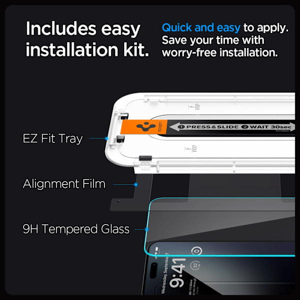 Härdat Glas Spigen Glas.tR EZ Fit för iPhone 15 Pro Max - 2-pack
