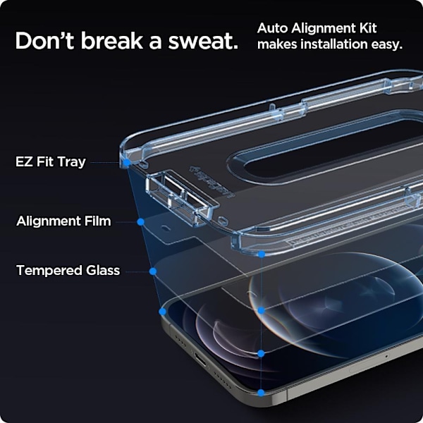 Spigen Glas.tR EZ Fit Härdat Glas för iPhone 12/12 Pro - 2-pack