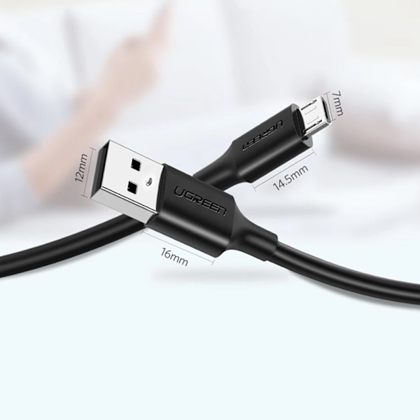 Ugreen USB-Kabel US289 60135 micro USB/USB-A 0/5m - Svart