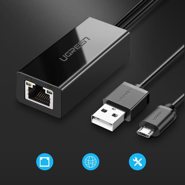 Ugreen 30985 Extern nätverksadapter för Chromecast med micro USB