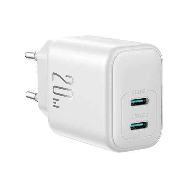 Joyroom JR-TCF12 Väggladdare 2x USB-C 20W PD/QC 3.0 - Vit