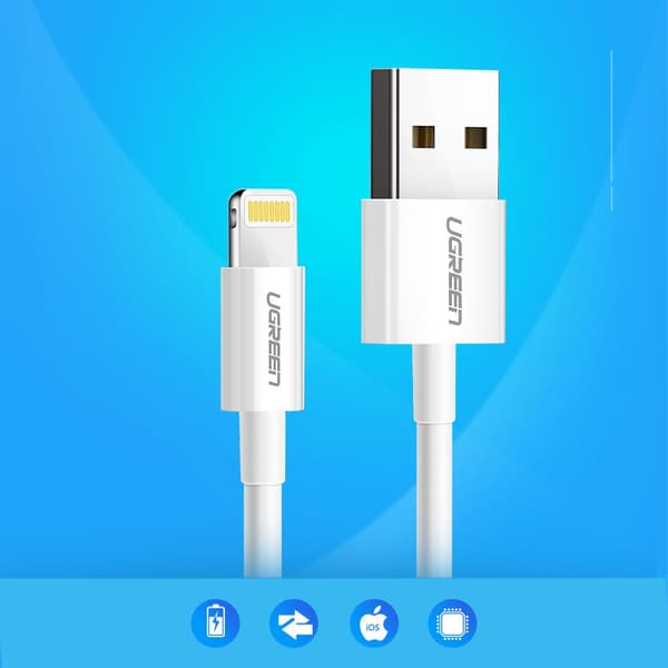 Ugreen US155 20728 USB-A till Lightning MFi Kabel 2.4A 1m - Vit