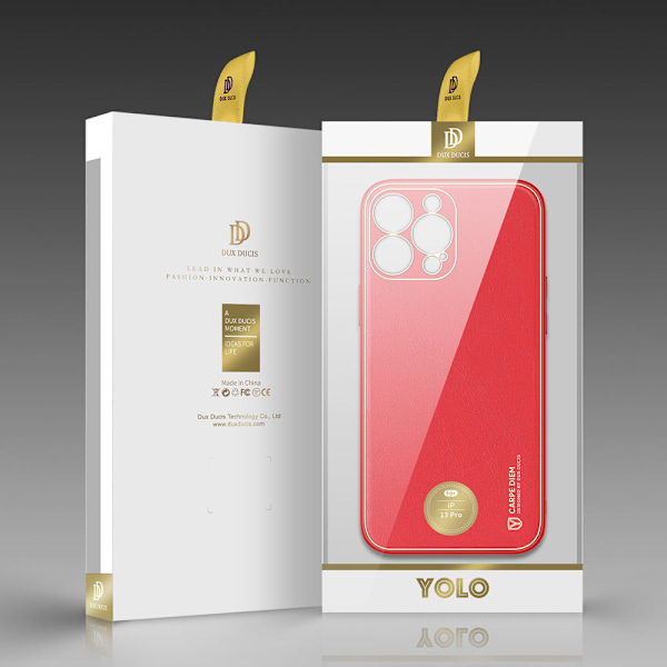 Dux Ducis Yolo elegant konstläderfodral för iPhone 13 Pro i rött