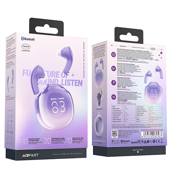 Acefast T9 Trådlösa Bluetooth 5.3 Hörlurar med In-Ear Design - L