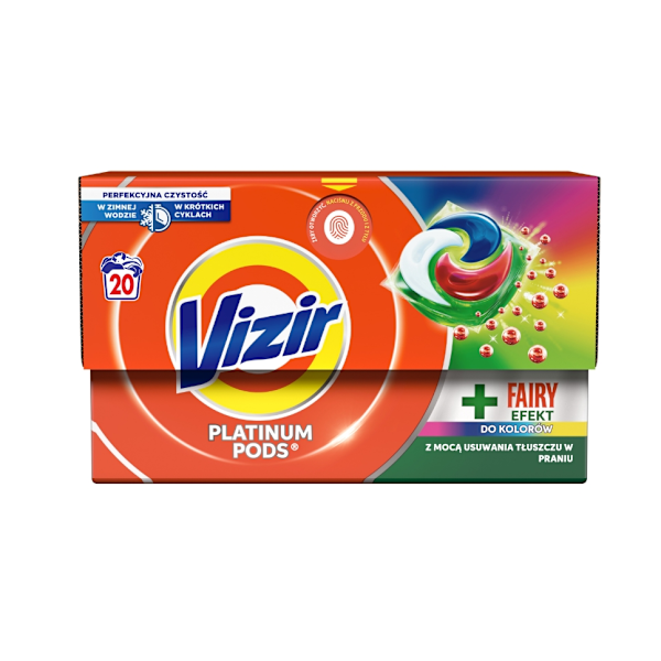Vizir Platinum Pods + Fairy Effekt Tvättkapslar för Färg/ 20 sty