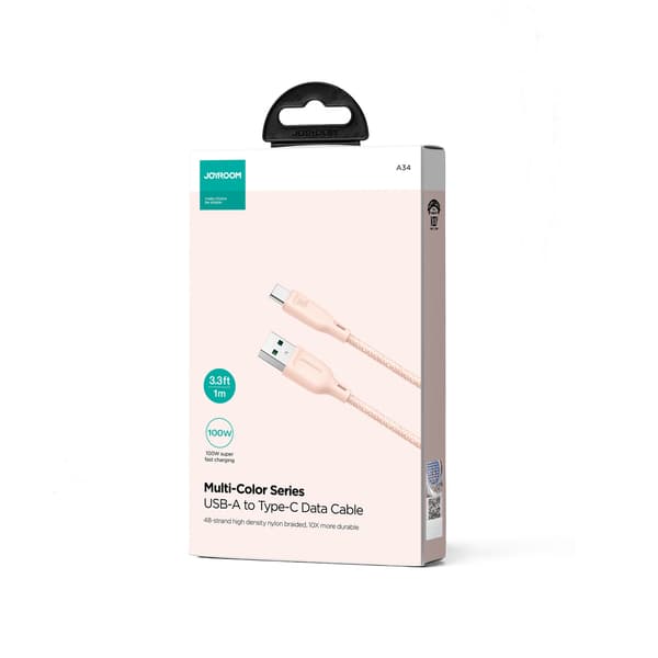 Joyroom Multi-Color Serien S-A34 USB-A / USB-C 100W 1m Kabel - R