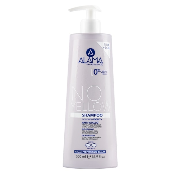 Alama No Yellow - Keltäisyyttä Estävä Shampoo Blondille ja Harmaalle Hiukselle, 500 ml