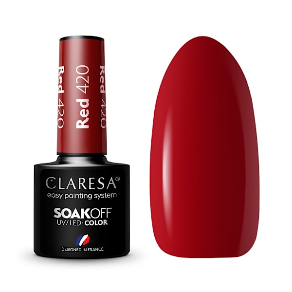 Claresa Soak Off UV/LED Punainen Geelilakka 420, 5 g