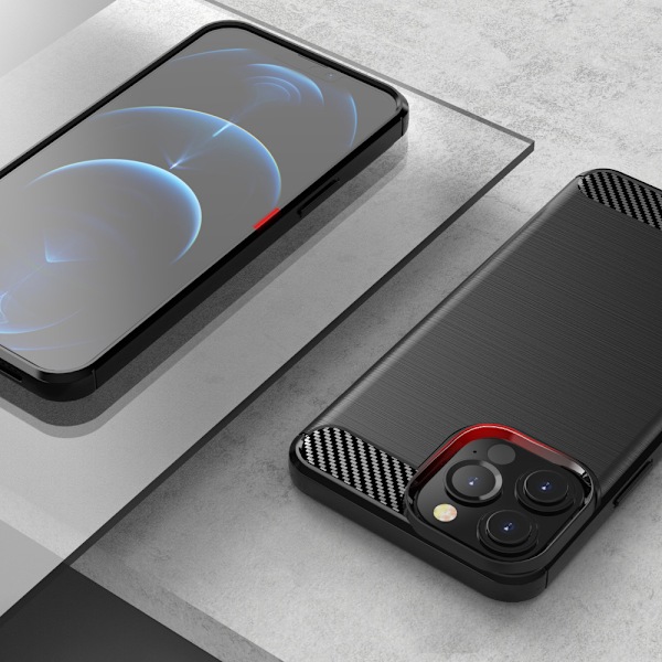 Kolfiber Skal Flexibelt Fodral för iPhone 13 Pro Max Svart