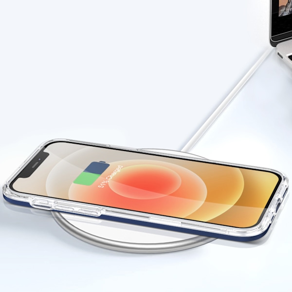 Transparent 3-i-1 skal för iPhone 12/ blå ram/ gelmaterial