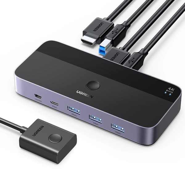 Ugreen CM664 KVM-switch HDMI 2-i-1 - Svart