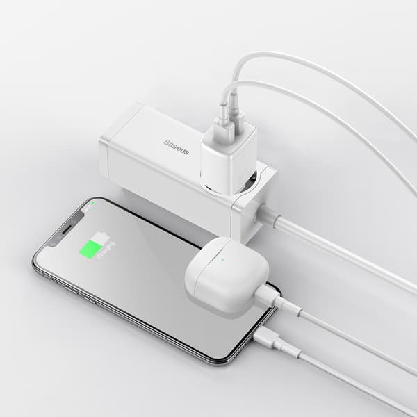 Baseus Kompakt USB-Väggladdare 2x USB 10.5W Vit (CCXJ010202)