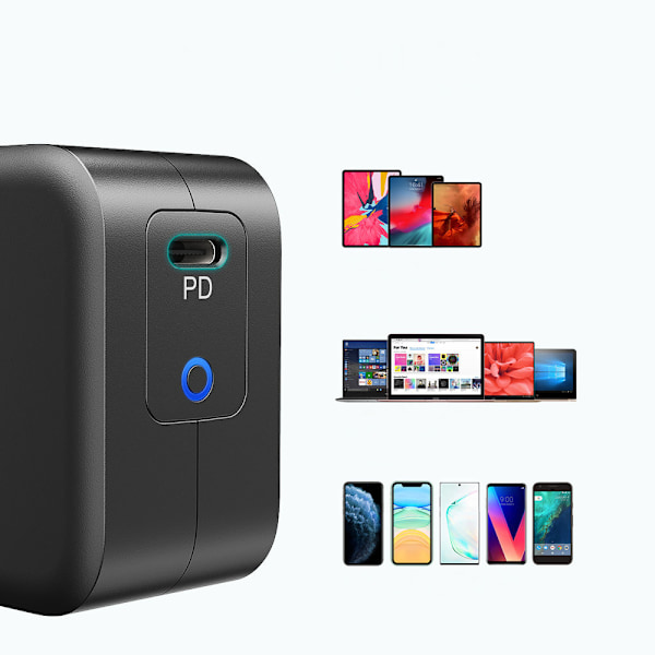 Choetech Snabbladdare GaN Vägg USB-C 61W 3A Power Delivery Svart