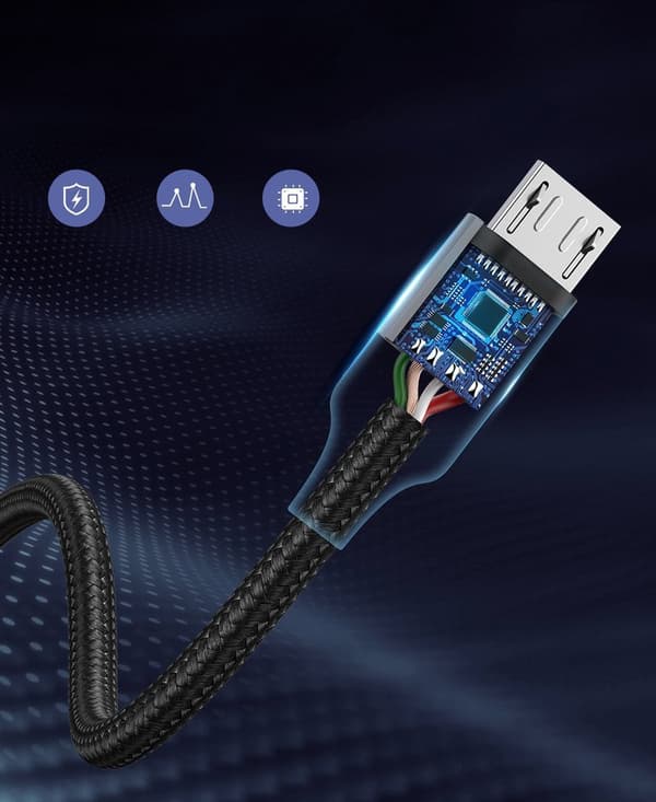 Ugreen US290 60146 USB-A / micro USB-kabel 2.4A 1m Grå