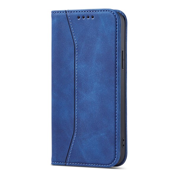 Magnetiskt Lyxfodral för iPhone 13 Pro: Blå Wallet Ställ Funktio