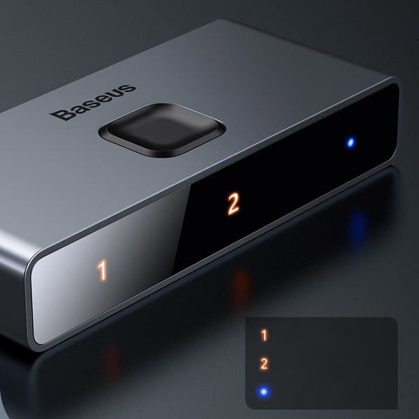 Baseus dubbelriktad HDMI-splitter/switch/ 2x HDMI 4K / 30 Hz/ gr