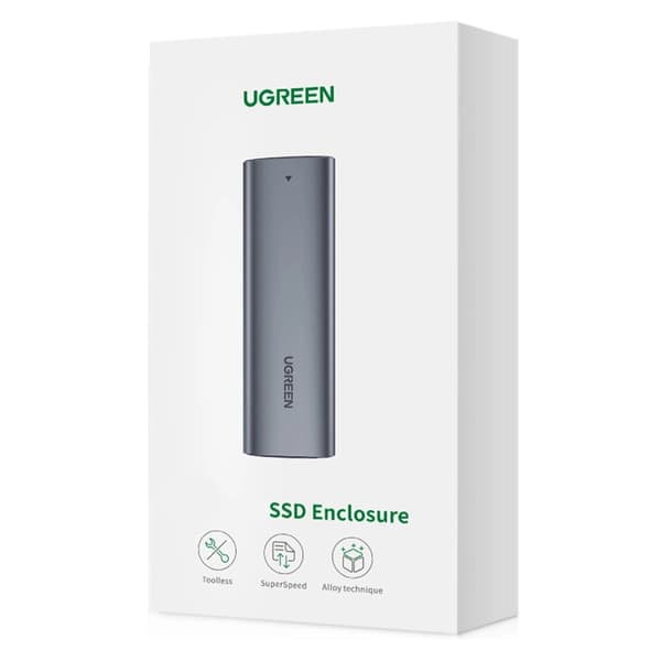 Ugreen Fodral till M.2 B-Key SATA SSD Hölje 5Gbps Grå + USB-C Ka