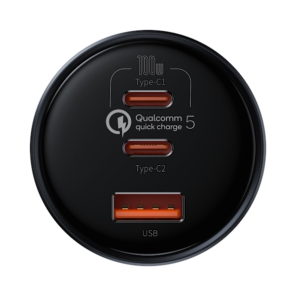 Baseus TZCCZM-0G USB-A/USB-C billaddare 160W PPS/QC 5/PD - Grå