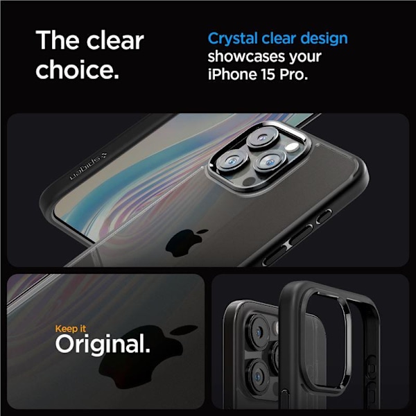 Spigen Crystal Hybrid Fodral för iPhone 15 Pro - Svart