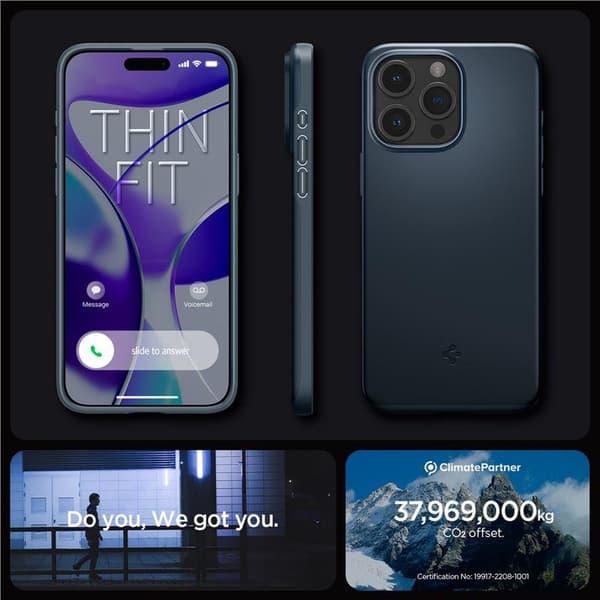 Spigen Thin Fit Skal för iPhone 15 Pro Max - Svart Metall