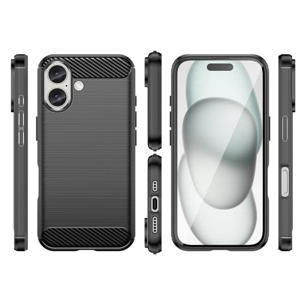 Silikonfodral Carbon Case för iPhone 16 Plus - Svart