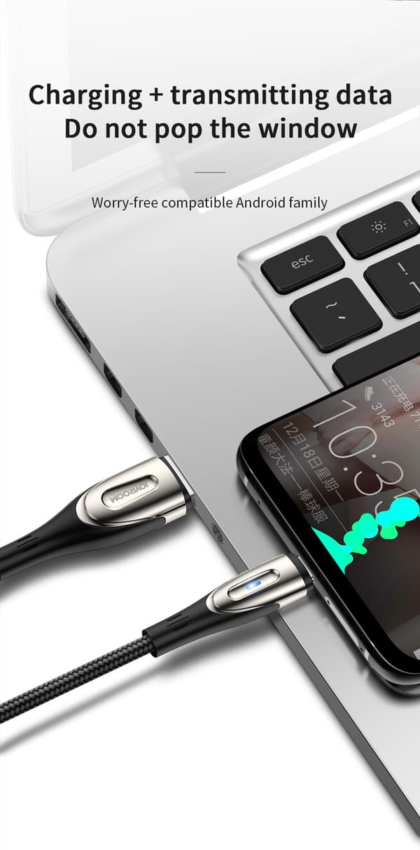 Joyroom Sharp S-M411 USB-A/micro USB Kabel 3A 2m med Laddningsin