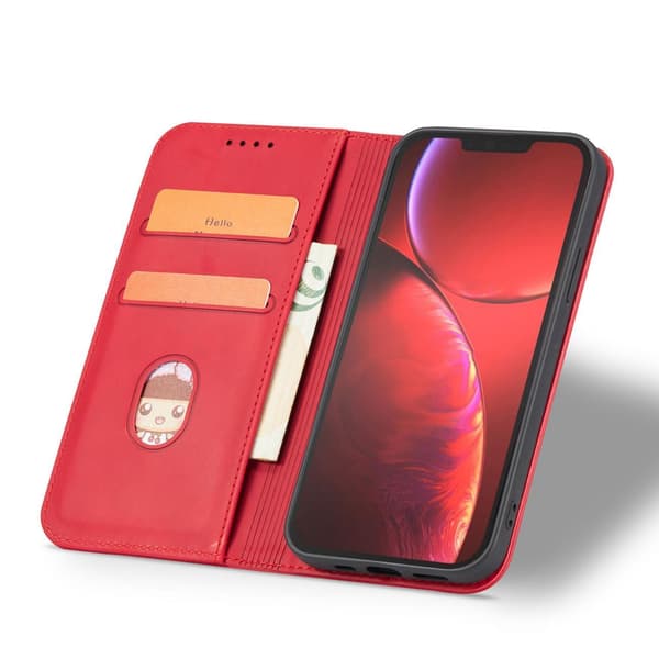 Magnetiskt Elegant Fodral för iPhone 14 Plus - Rött Flipplåda/ P