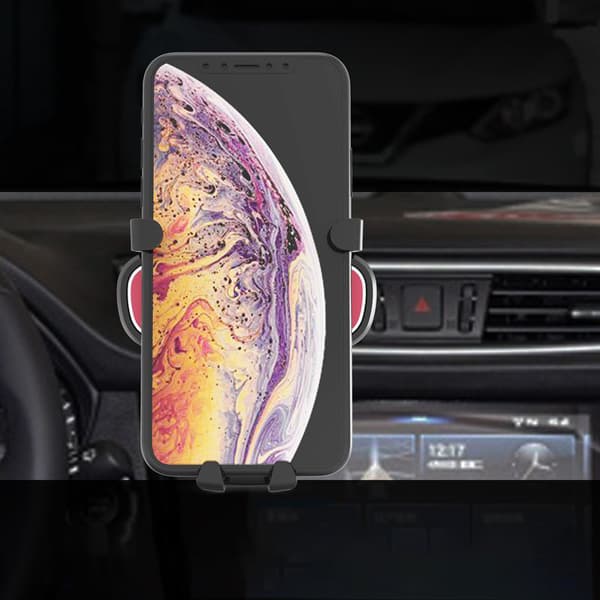 Svart gravitationsbaserat bilfäste för smartphone med luftflödes
