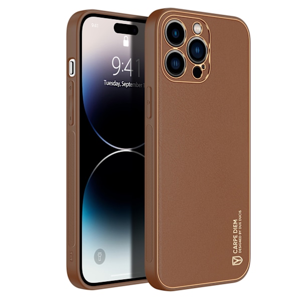 Dux Ducis Yolo Elegant iPhone 14 Pro Fodral - Brun Syntetläder S