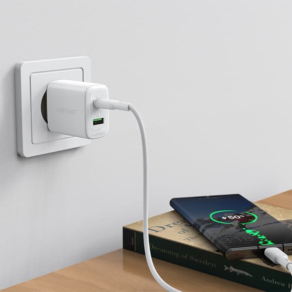 Acefast USB-C & USB Väggladdare/ 20W/ PPS/ PD/ QC 3.0/ AFC/ FCP