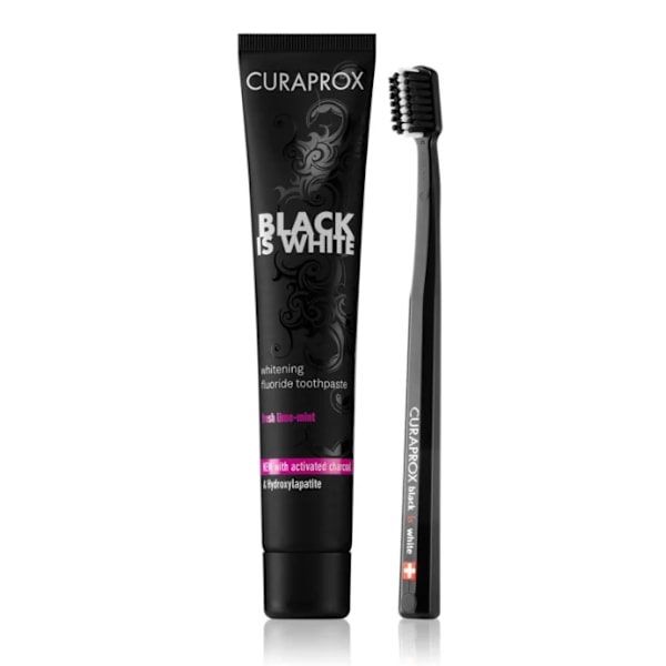 Curaprox Paket Black is White Tandkräm 90ml + Tandborste 1st