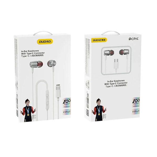 Dudao X1PROT In-Ear Trådbundna USB-C Hörlurar 1/2 m - Vit