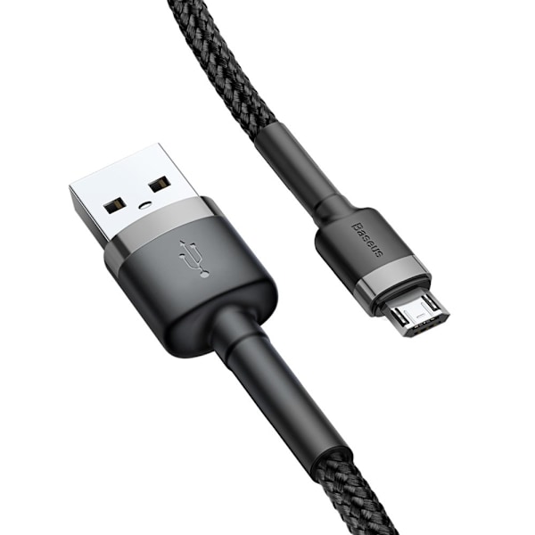 Baseus Cafule Slitstark Nylonkabel USB/micro USB 2A 3M Svart-Grå