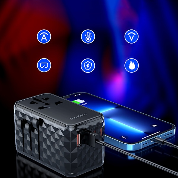 Choetech PD6028 Universal Reseladdningsadapter 100W med 2x USB-C