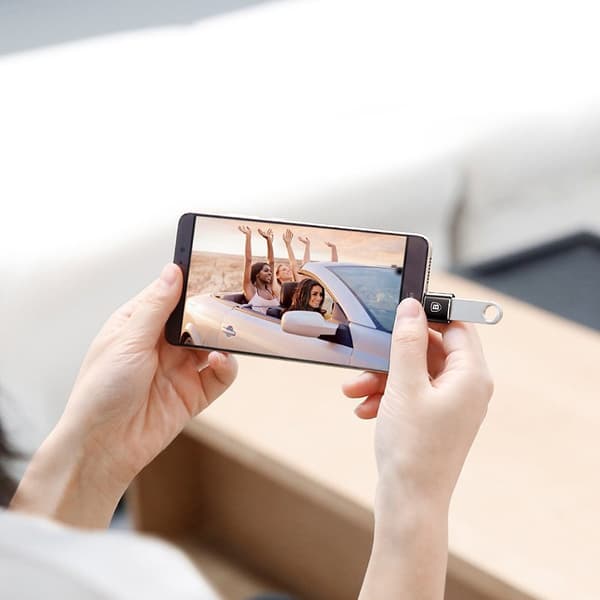 Baseus Mini Adapter: USB-A till USB-C OTG Konverterare - Svart