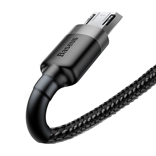 Baseus Cafule Slitstark Nylonkabel USB/micro USB 2A 3M Svart-Grå