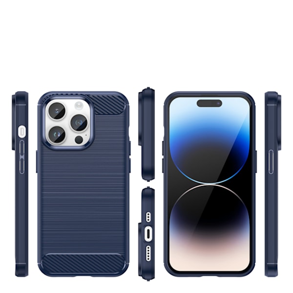 Elastiskt kolfiberfodral för iPhone 14 Pro Max - Blå Bakskydd