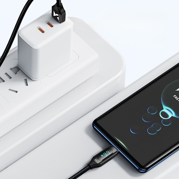 USB A-USB C Kabel Wozinsky WUACC2 med Display/ 66W/ 6A/ 2m/ Svar