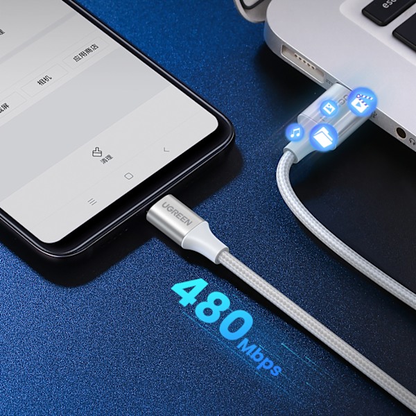 Ugreen US288 60409 USB-A till USB-C Kabel QC 3.0 3A 3m - Vit