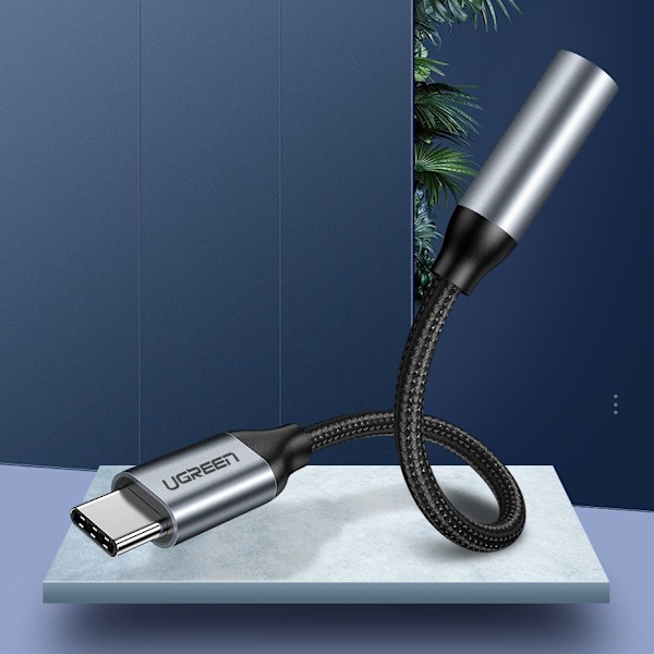 Ugreen Adapter för Hörlurar 3/5 mm till USB Typ C 10 cm Grå (306