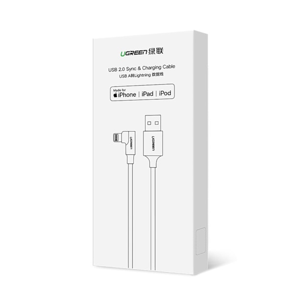 Ugreen Lightning till USB-A kabel vinklad/ MFi-certifierad/ 2.4A