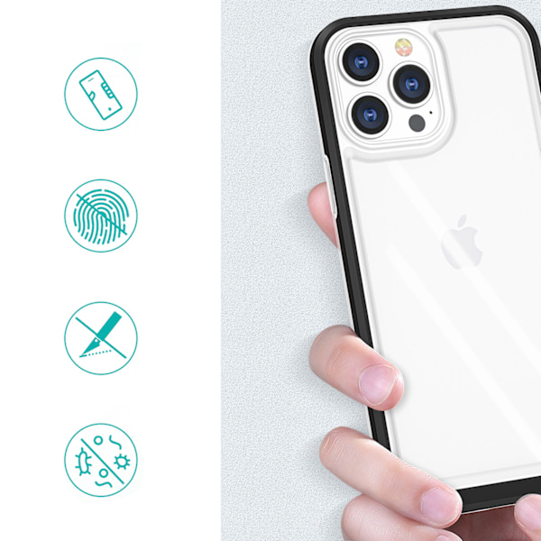 Skyddande Transparent 3-i-1 Skal för iPhone 14 Pro med Röd Ramlö