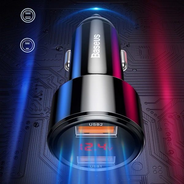 Baseus Magic Series Biladapter 45W USB-C PD / USB-A QC - Svart
